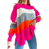 Maxi Sweater Rayado Mujer Oversize 