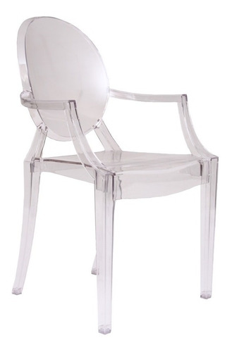Cadeira Em Cristal Transparente Modelo Ghost Com Braços
