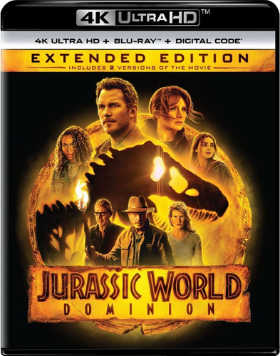 Jurassic World Dominio Chris Pratt Pelicula 4k Uhd + Blu-ray