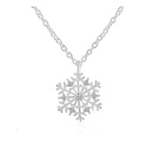 Collar Y Dije De Plata .925 Copo Nieve Zirconia Joyería Dama