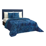 Cobertor Sherpa Matrimonial Azul Bison Térmico Diseño De La Tela Liso