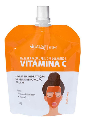 Máscara Facial Peel Off Colágeno E Vitamina C 50g Max Love