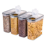 Juego De 4 Recipientes Herméticos Para Cereales De Plástico