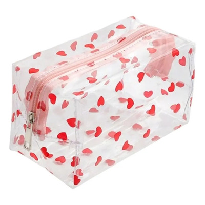Lapicera Cosmetiquera Estuche Transparente Corazón 19x11 Cm | MercadoLibre
