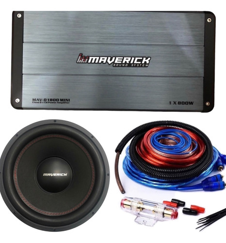 Kit Audio: Subwoofer 8´ + Potencia 800w Amplificador+ Cables