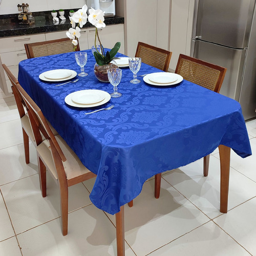 Toalha De Mesa Jacquard Glamour Branca - 6 Cadeiras