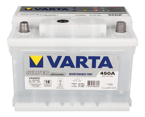 Bateria Varta Silver Va60dd Tipo12x65 Focus, Gol, Fox, Suran