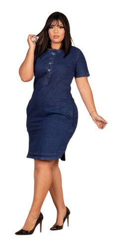 Vestido Jeans Plus Size Evangélico Com Lycra Linha Premium 