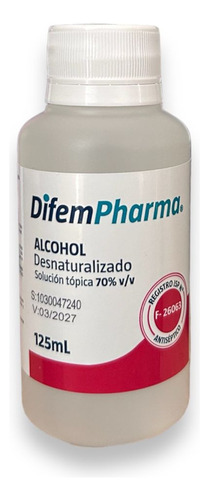 Alcohol 70% Desnaturalizado Difempharma 125ml