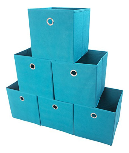 Cajas De Almacenamiento Plegables, Juego De 6, Azul Lago