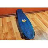 Patineta Estilo Penny Board! Azul Con Rudas Que Brillan