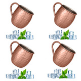 Kit 4 Canecas Moscow Mule Cobre Em Inox Martelada Drink