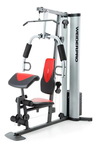 Gimnasio Multifuncional Weider Pro 6900, Pesas, Barra Y Más Color De La Estructura Gris Color Del Tapizado Negro/rojo