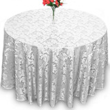 Toalha De Mesa Redonda 2,80m Jacquard + 8 Guardanapos Cor Cinza Estampado