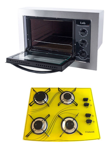 Kit Forno Embutir 45l E Cooktop 4 Bocas Color Frete Grátis 