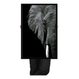 Quadro Decorativo Elefante Preto Branco Grande  90x60