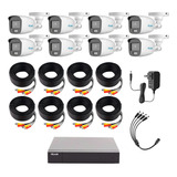 Hilook Kit De Camaras De Seguridad Exterior Video Vigilancia Con Micrófono Integrado Cv/a8-plus Turbohd 1080p Cctv 8 Cámaras Bala Vision Nocturna A Color Colorvu