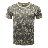 Playera De Camuflaje Militar Táctico For Hombre, Manga Cor