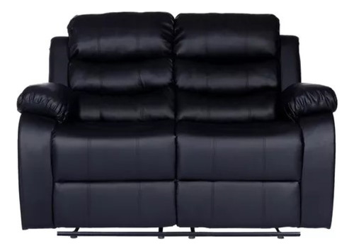 Sillón Reclinable Relax 2 Cuerpos Ecocuero Negro Moderno