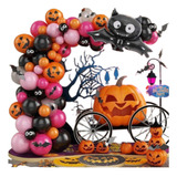 Kit Decoración Guirnalda Murciélago Globos Halloween 86 Pcs