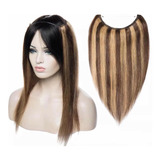 Cortina Pelo Natural Extensiones Vincha Halo Rubio 40cm