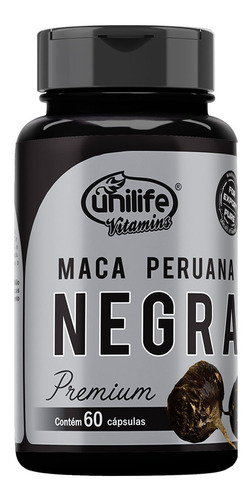 Maca Peruana Negra Unilife Premium 60 Cápsulas 450mg Pura