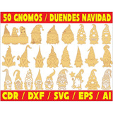 Pack De Vectores Corte Laser- Gnomos Duendes Navidad