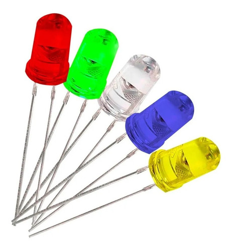 Pack 100 Leds 5mm Led Rojo Amarillo Verde Azul Blanco