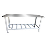 Mesa Inox 190x70 Serviço Industrial + Prateleira Reforçada