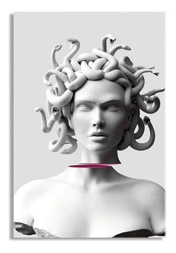 Quadro Decorativo Escultura Medusa Estátua Grande 4k 80x60cm