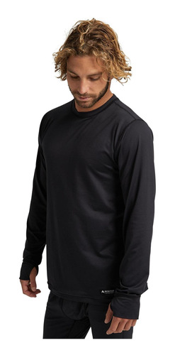 Primeras Capas Polera M/l Mb Midweight Crew Hombre Negro Bur