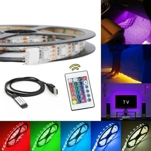 Luces Led Strip Autoadhesivas 5050 Rgb 2m Tv Pc Control Ext