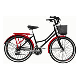 Bicicleta Playera Rin 26 Cambios Shimano 21 Vel Color Negro/rojo
