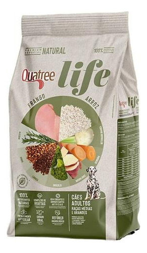 Ração Quatree Life Adultos Sem Transgênicos Rmg 15kg