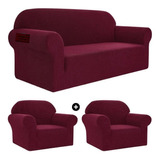 Pack De 3 Fundas Cubre Sillon 3+1+1 Cuadrille Unicolor 