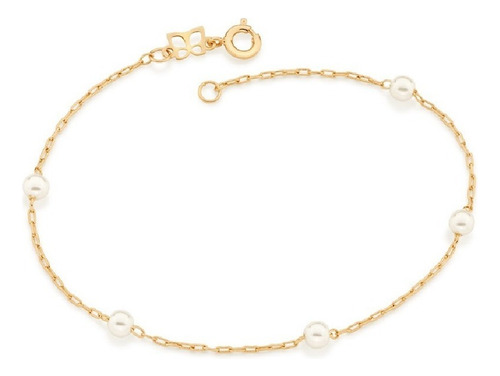 Pulseiras Pérolas Banhado Ouro Feminina Rommanel 550687 Comprimento 20 Cm Cor Dourado Diâmetro 20 Cm