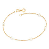 Pulseiras Pérolas Banhado Ouro Feminina Rommanel 550687 Comprimento 20 Cm Cor Dourado Diâmetro 20 Cm