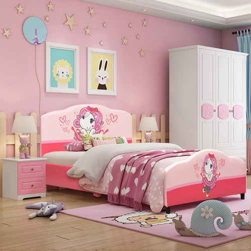 Cama Para Niña En Madera Color Rosado Por Costway