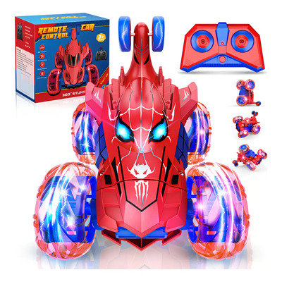 Coche De Control Remoto De Araña Giratorio 360° Para Niños Con Luces Led Recargable Rojo