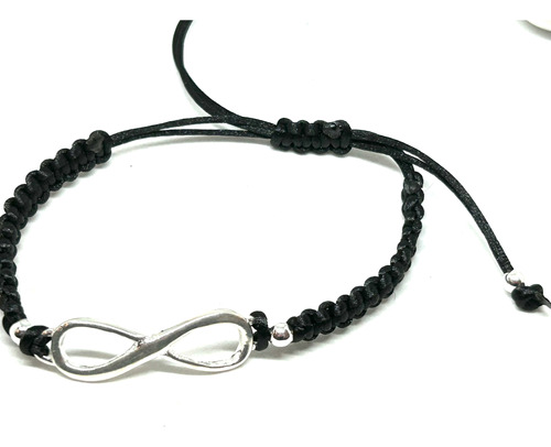 Pulsera Macrame Infinito De  Plata 925 Hecha A Mano