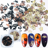 Halloween Nail Art Glitters 240 Piezas Oro Negro Metal Decor