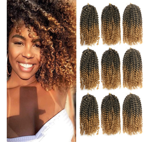 8 Pulgadas Corto Marlybob Crochet Pelo 9 Paquetes Rizado Cro