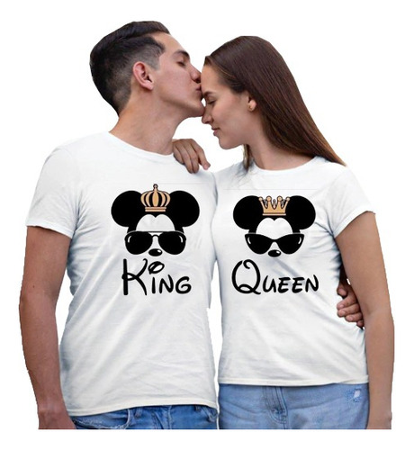 Poleras Con Diseño Pareja Happy Valentin- King- Queen Mickey