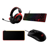 Kit Hyperx Teclado/mousepad/mouse Alámbrico/audífonos