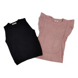 Remeras Hilo Zara España Ts + Rosa Importada Set X2