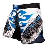 Bermuda Venum Tiger Legend Branco Azul Muay Thai Mma Luta