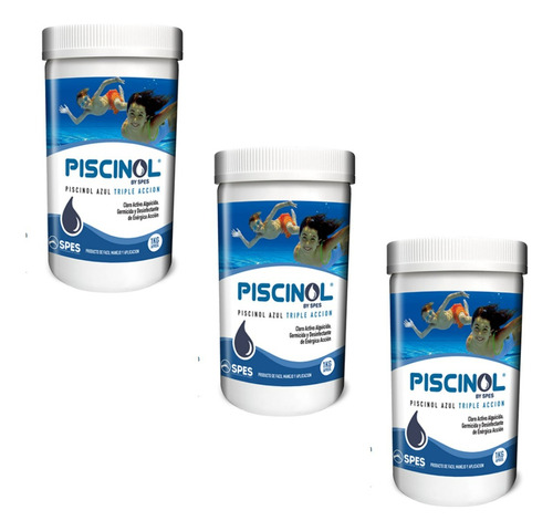 Pack Piscinol Azul Triple Acción Granulado 3 Kg.
