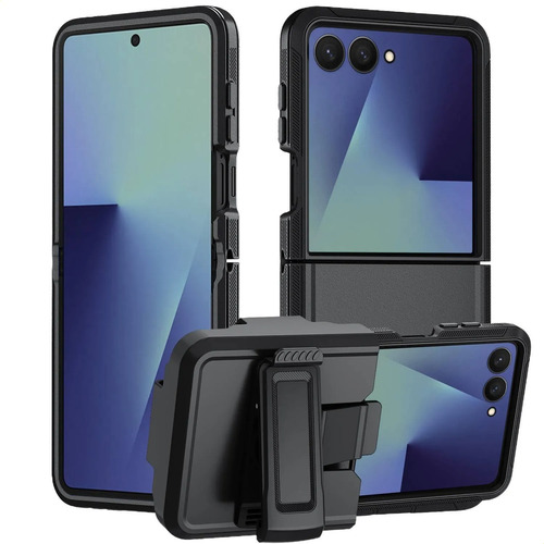 Funda Uso Rudo Para Samsung Zflip3 Zflip4 Zflip5 Zflip6 Zflip7 Con Soporte Transparente Y Correa | Meses sin interés