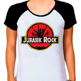 Camiseta Raglan Jurassic Park Rock Feminina