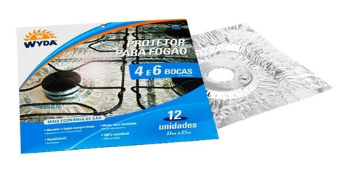 Kit 12 Folhas De Alumínio Protetor De Fogão - 4 E 6 Bocas